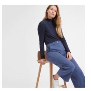 Everlane Blue High Waisted Flat Front Wide Leg Crop Pant Size 4